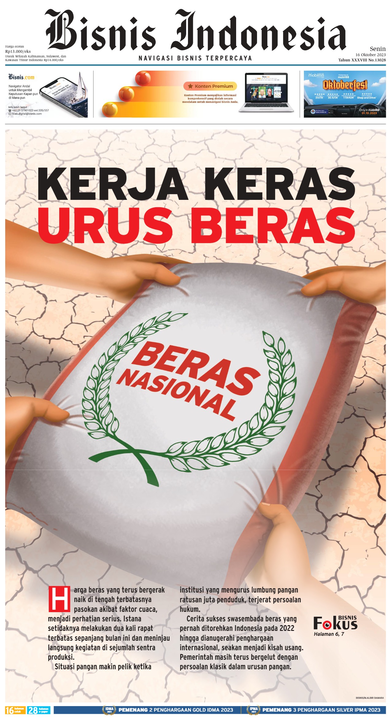 Bisnis Indonesia Edisi 16 Oktober 2023