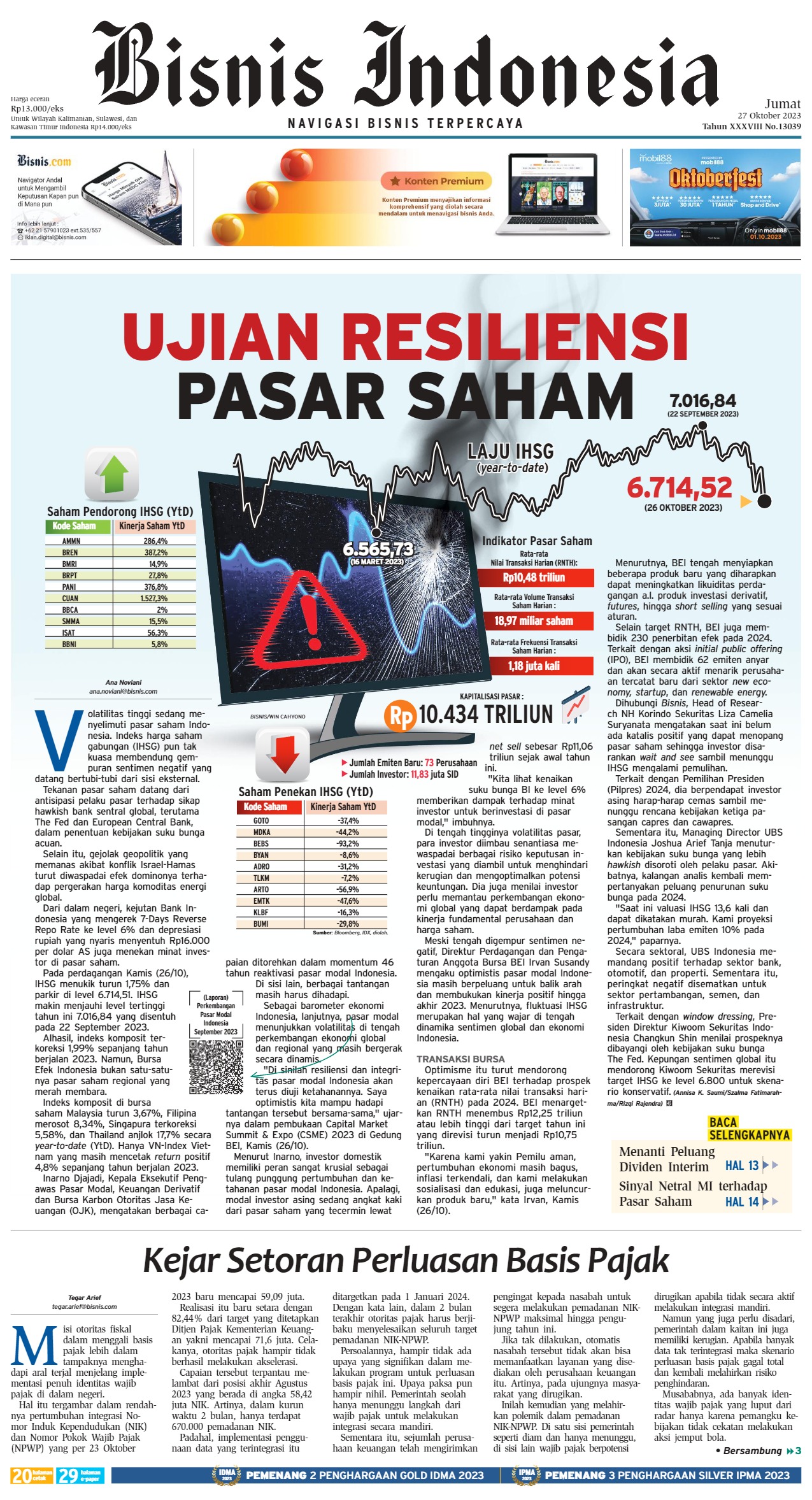 Bisnis Indonesia Edisi 27 Oktober 2023