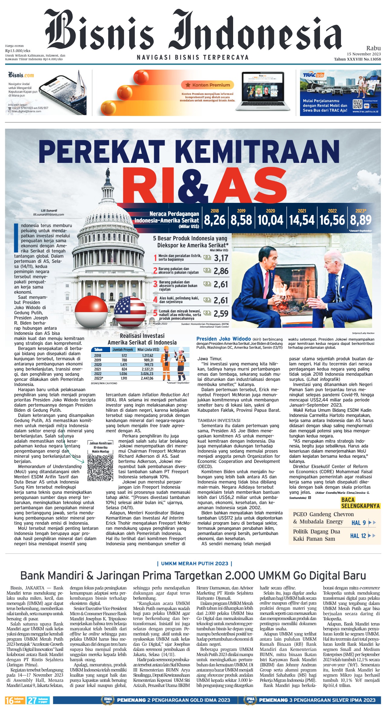 Bisnis Indonesia Edisi 15 November 2023