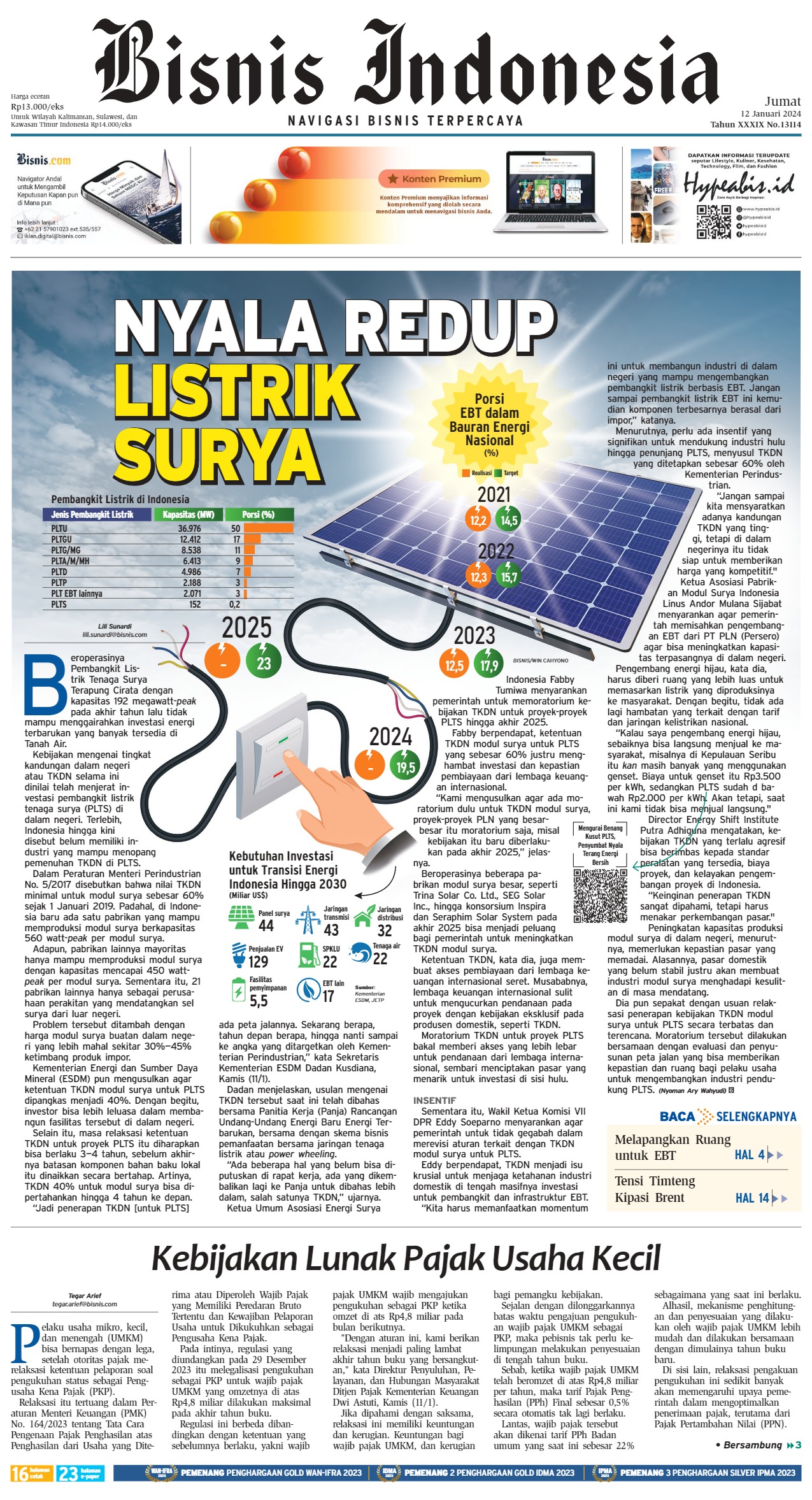 Bisnis Indonesia Edisi 12 Januari 2024