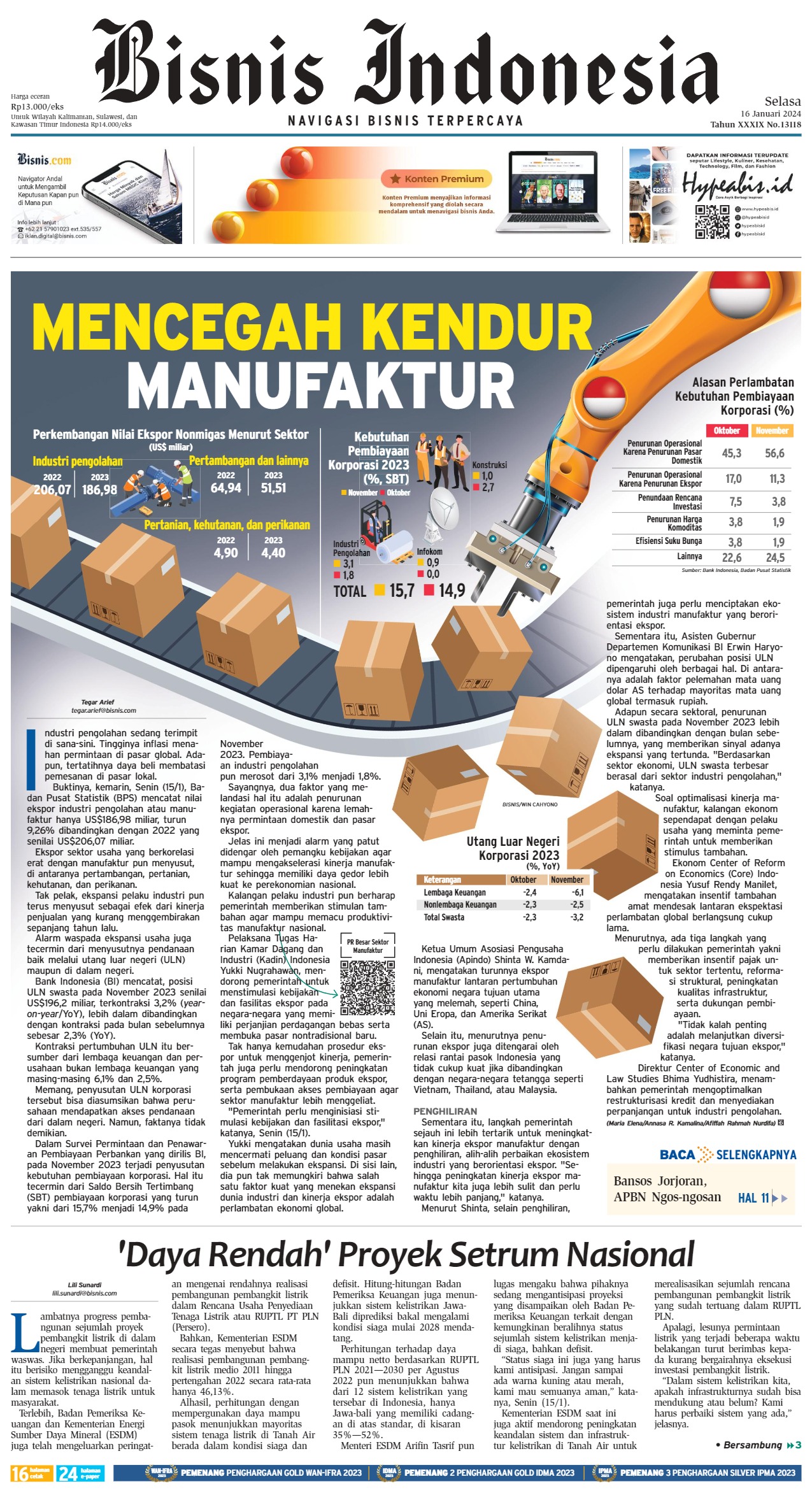 Bisnis Indonesia Edisi 16 Januari 2024