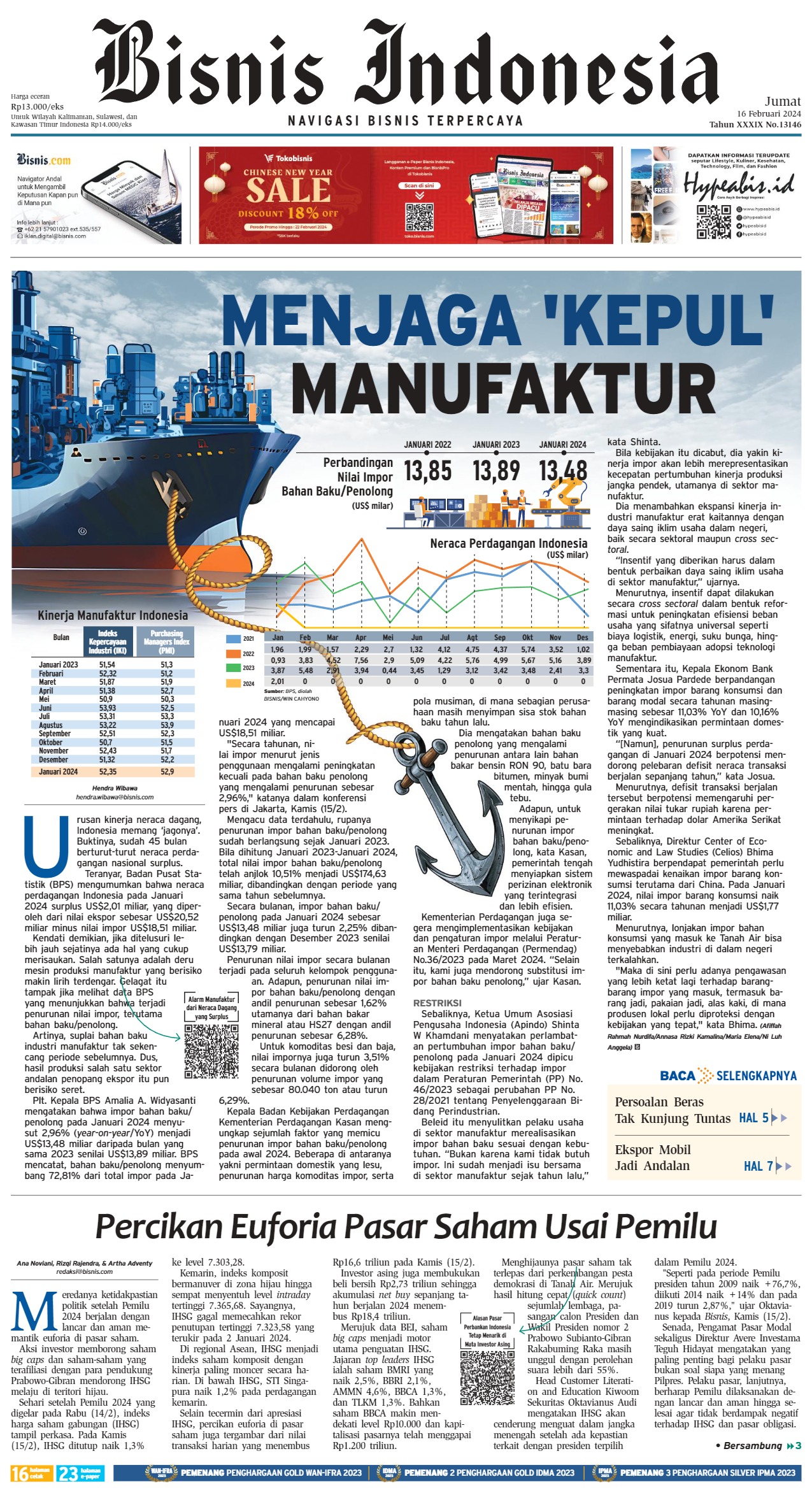 Bisnis Indonesia Edisi 16 Februari 2024