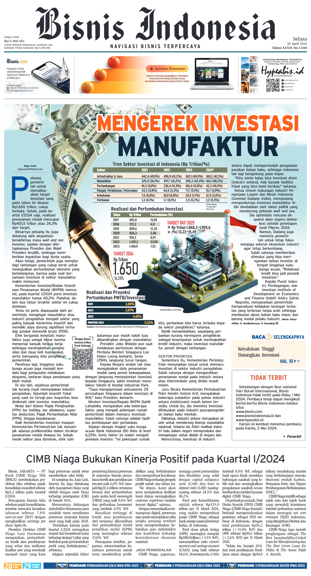 Bisnis Indonesia Edisi 30 April 2024