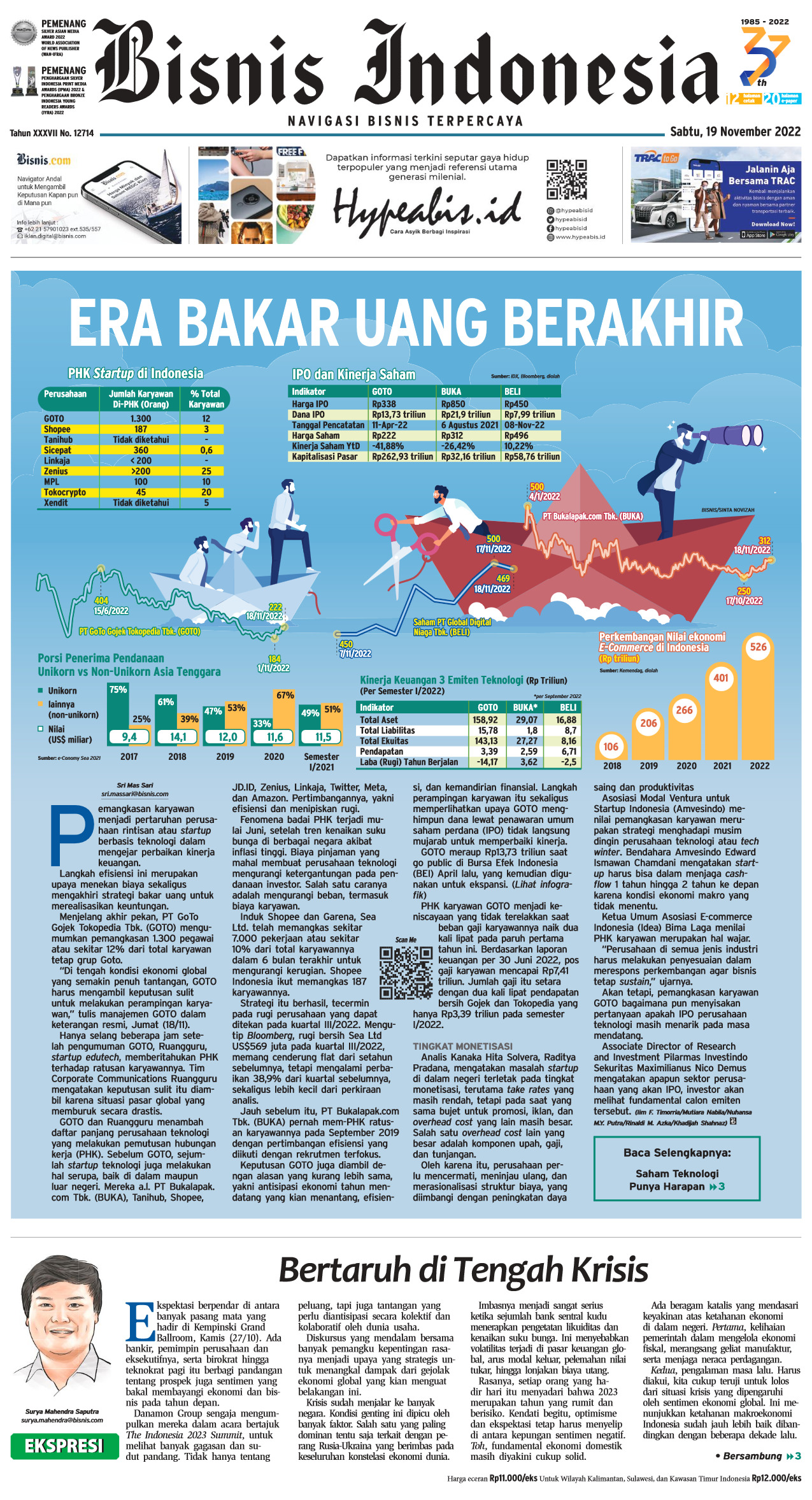 Bisnis Indonesia Edisi 19 November 2022