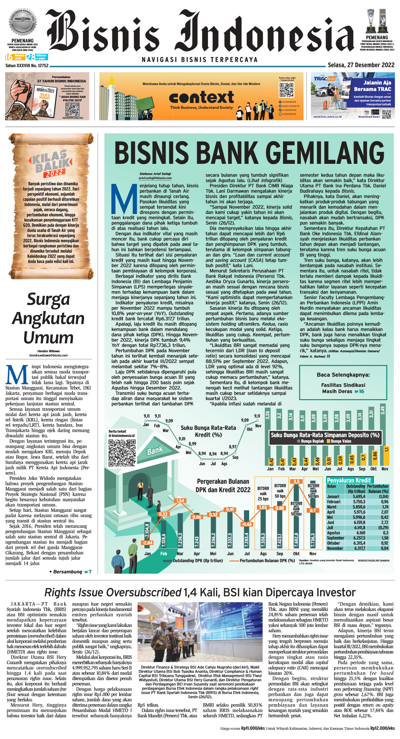 Bisnis Indonesia Edisi 27 Desember 2022