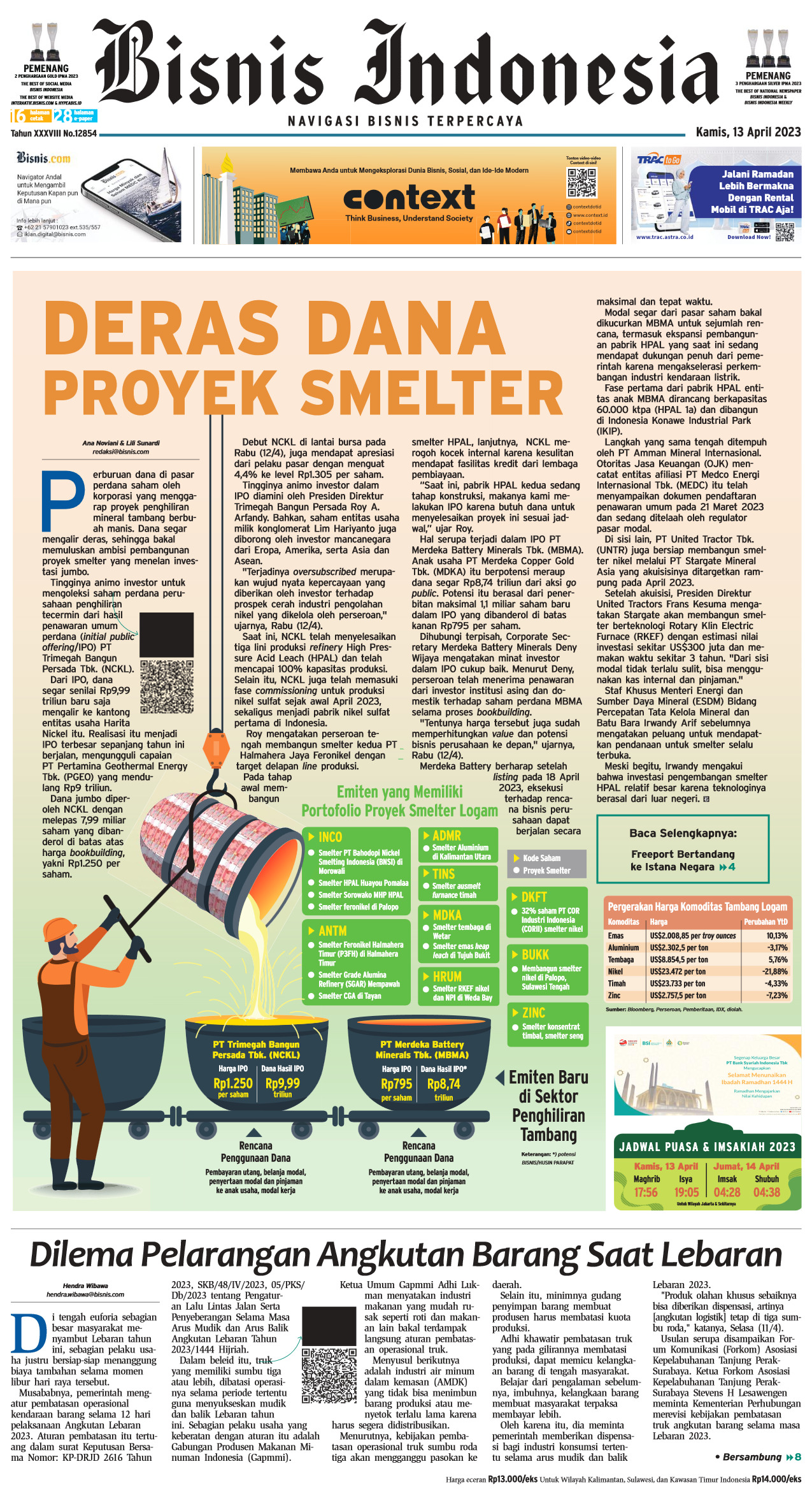 Bisnis Indonesia Edisi 13 April 2023